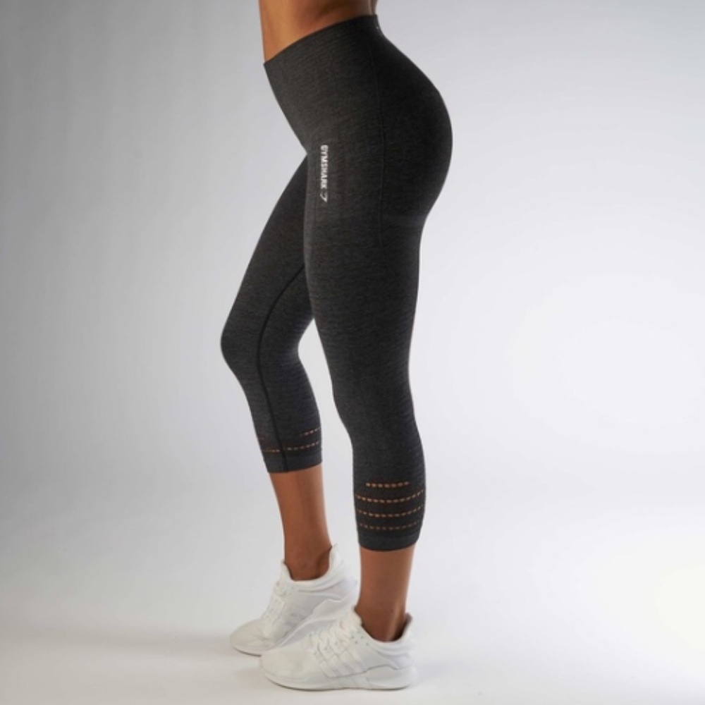 Gymshark Seamless Cropped Dark Gray Leggings NWOT‎ Size XS